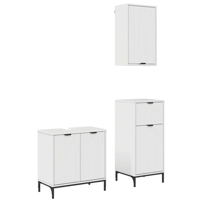 Badkamermeubelset met lade 3 pcs Hoogglans wit Bewerkt hout