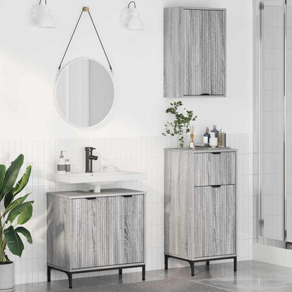 Badkamermeubelset met lade 3 pcs Grijs sonoma Bewerkt hout