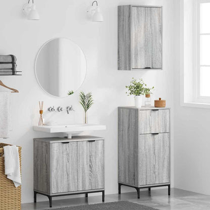 Badkamermeubelset met lade 3 pcs Grijs sonoma Bewerkt hout