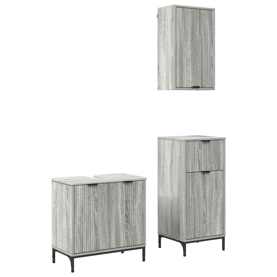 Badkamermeubelset met lade 3 pcs Grijs sonoma Bewerkt hout