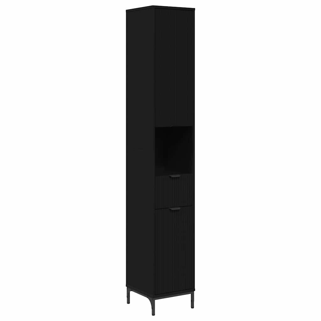 Badkamermeubelset met lade Zwart Engineered hout, Metaal