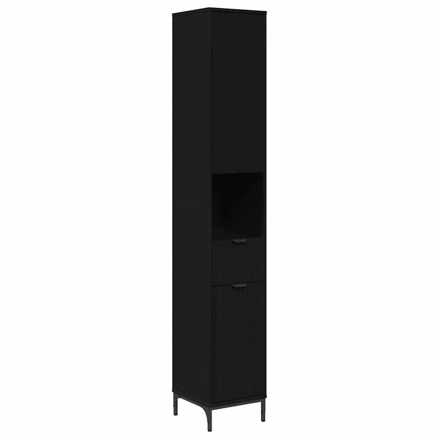 Badkamermeubelset met lade Zwart Engineered hout, Metaal