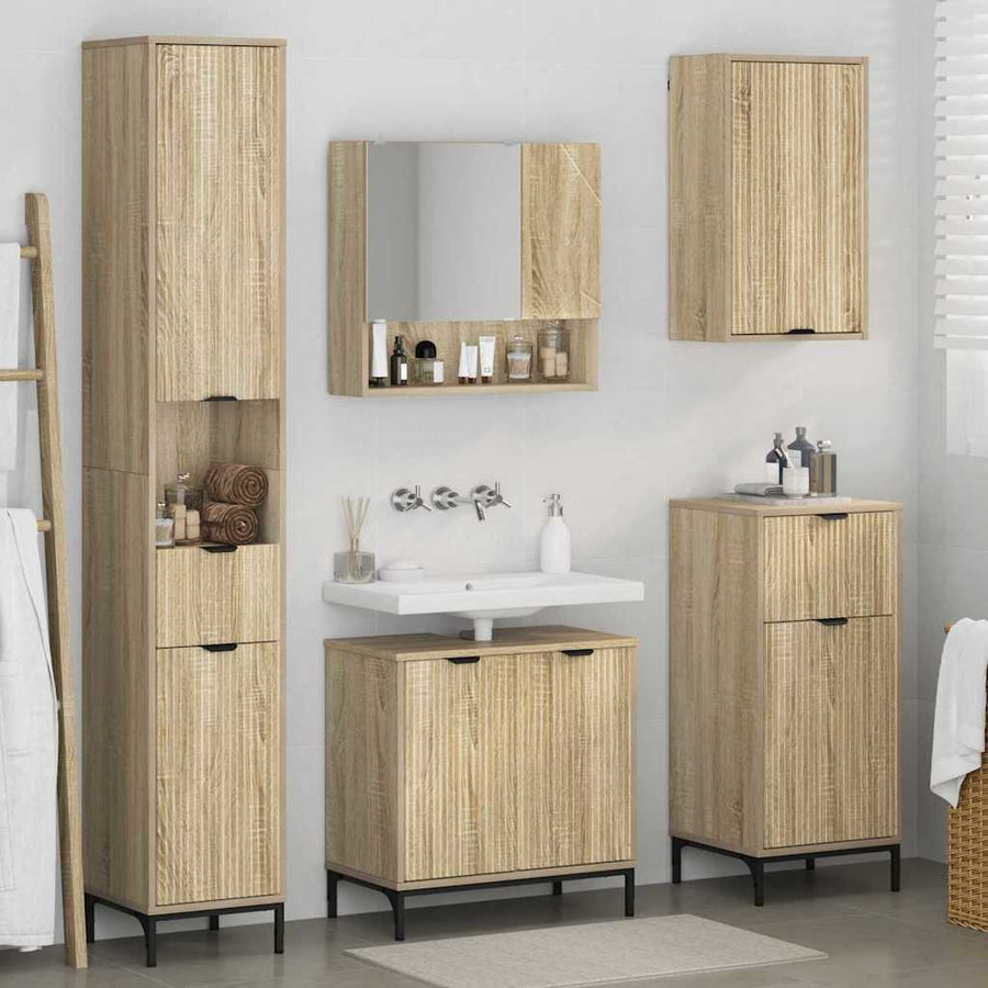 Badkamermeubelset met lade Sonoma Eiken Engineered hout, Metaal