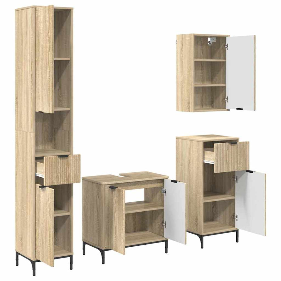 Badkamermeubelset met lade Sonoma Eiken Engineered hout, Metaal