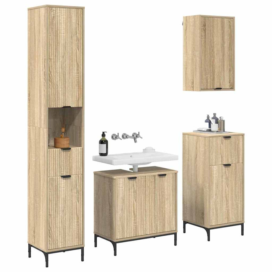 Badkamermeubelset met lade Sonoma Eiken Engineered hout, Metaal