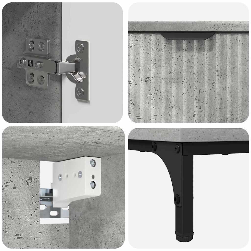 Badkamermeubelset met lade Beton Grijs Engineered hout, Metaal