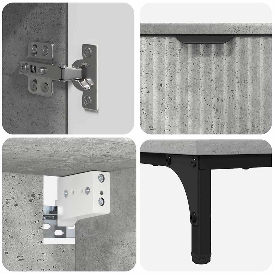 Badkamermeubelset met lade Beton Grijs Engineered hout, Metaal