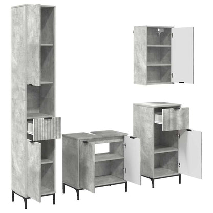 Badkamermeubelset met lade Beton Grijs Engineered hout, Metaal