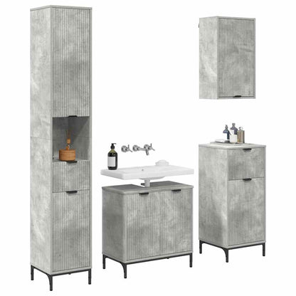 Badkamermeubelset met lade Beton Grijs Engineered hout, Metaal