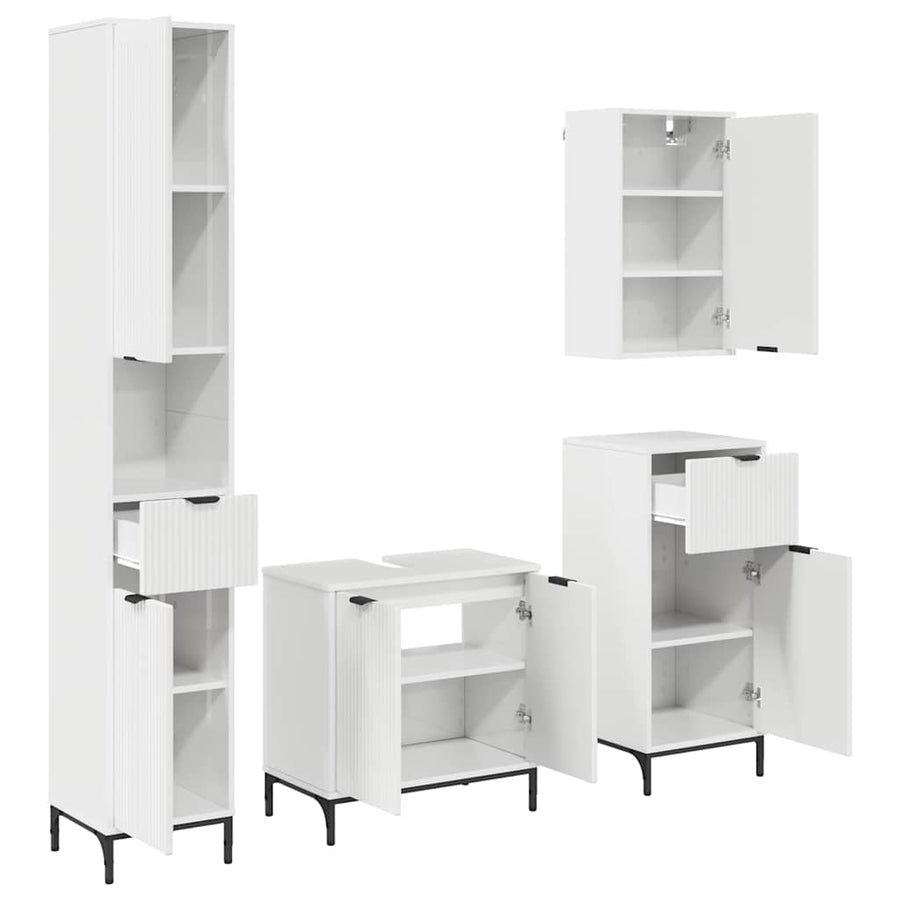 Badkamermeubelset Hoogglans wit Engineered hout, Metaal