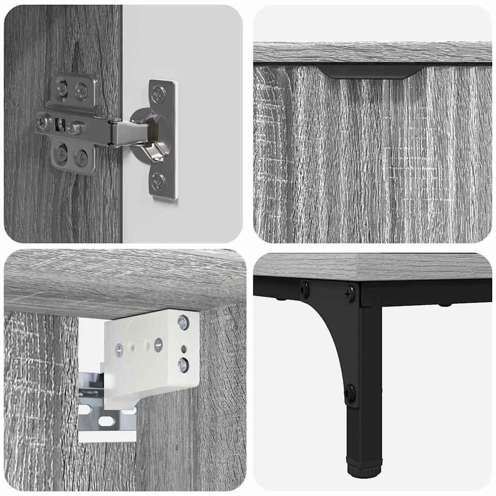 Badkamermeubelset met lade Grijs Sonoma Engineered hout, Metaal