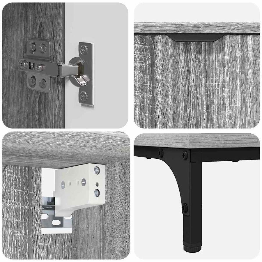 Badkamermeubelset met lade Grijs Sonoma Engineered hout, Metaal