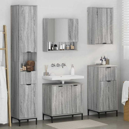 Badkamermeubelset met lade Grijs Sonoma Engineered hout, Metaal