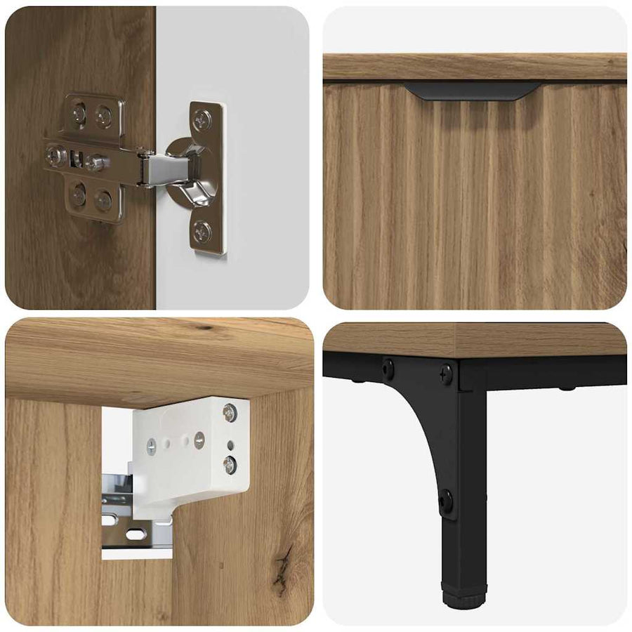 Badkamermeubelset 4 st Artisan Eiken Engineered hout, Metaal