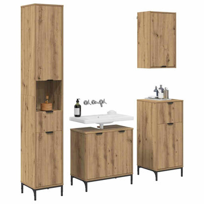 Badkamermeubelset 4 st Artisan Eiken Engineered hout, Metaal