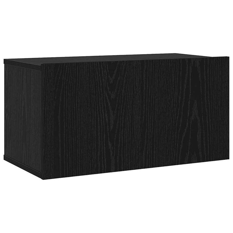 Tv-meubelset met plank Anders met opslag met de deur 7 pcs Zwart eiken Bewerkt hout
