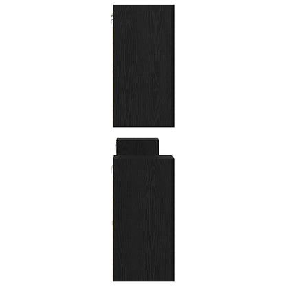 Tv-meubelset met plank Anders met opslag met de deur 7 pcs Zwart eiken Bewerkt hout