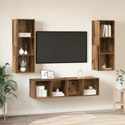 Tv-meubelset 3 stuks oud hout 37x37x142.5 cm