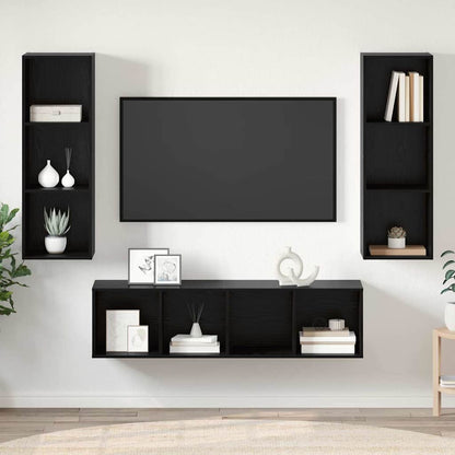 TV-kast set 3 pcs Zwart eiken 37 x 37 x 142.5 cm Bewerkt hout