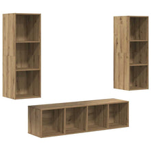 TV-kast set 3 pcs artisanaal eikenkleurig 37 x 37 x 142.5 cm