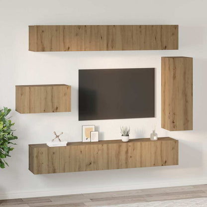 Tv-meubelset 8 pcs artisanaal eikenkleurig 30.5 x 30 x 90 cm