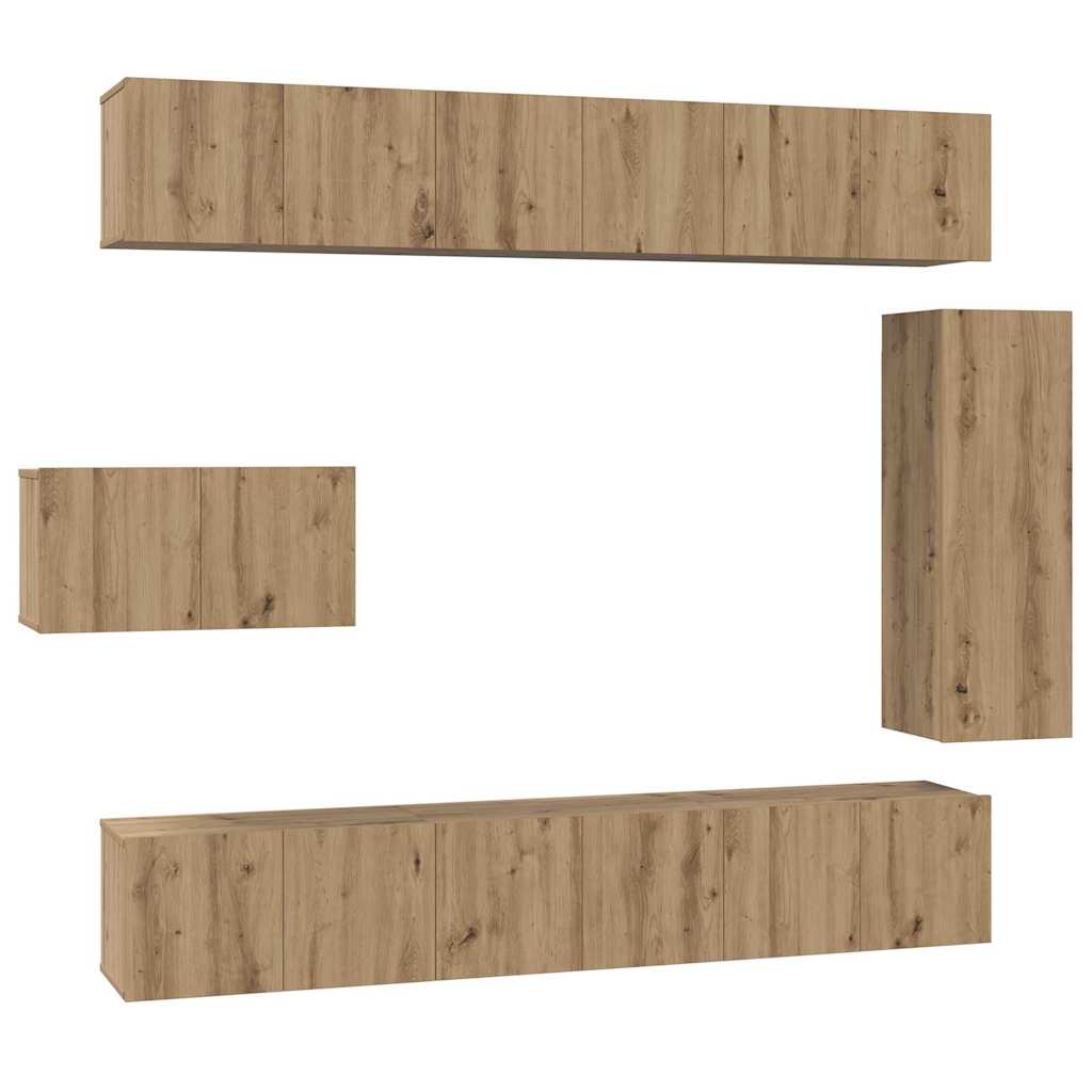 Tv-meubelset 8 pcs artisanaal eikenkleurig 30.5 x 30 x 90 cm