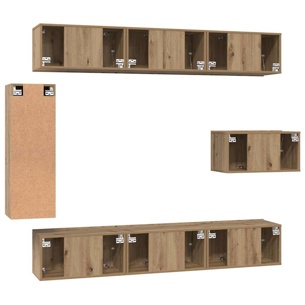 Tv-meubelset 8 pcs artisanaal eikenkleurig 30.5 x 30 x 90 cm