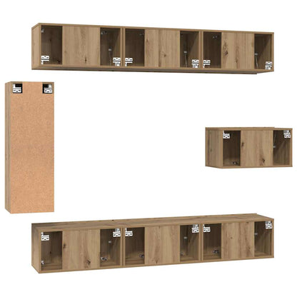Tv-meubelset 8 pcs artisanaal eikenkleurig 30.5 x 30 x 90 cm