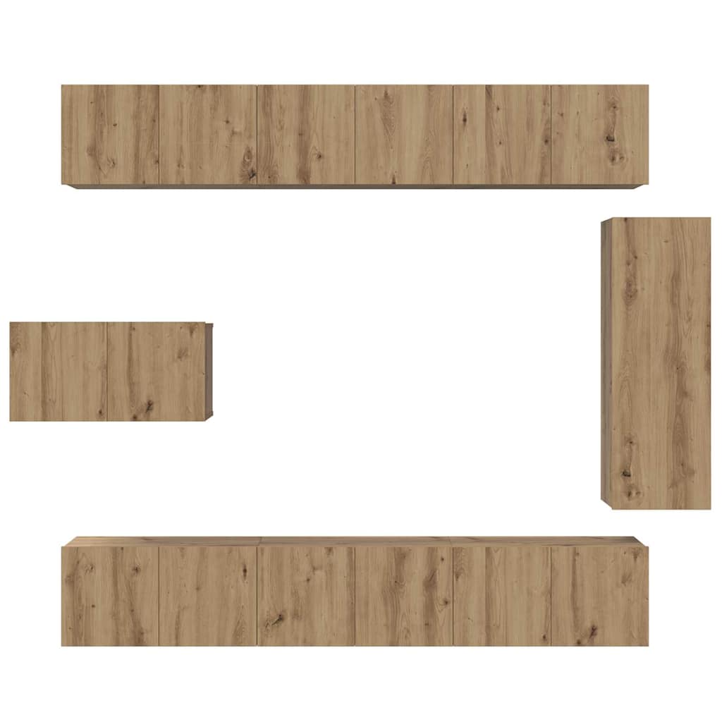 Tv-meubelset 8 pcs artisanaal eikenkleurig 30.5 x 30 x 90 cm