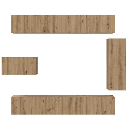 Tv-meubelset 8 pcs artisanaal eikenkleurig 30.5 x 30 x 90 cm