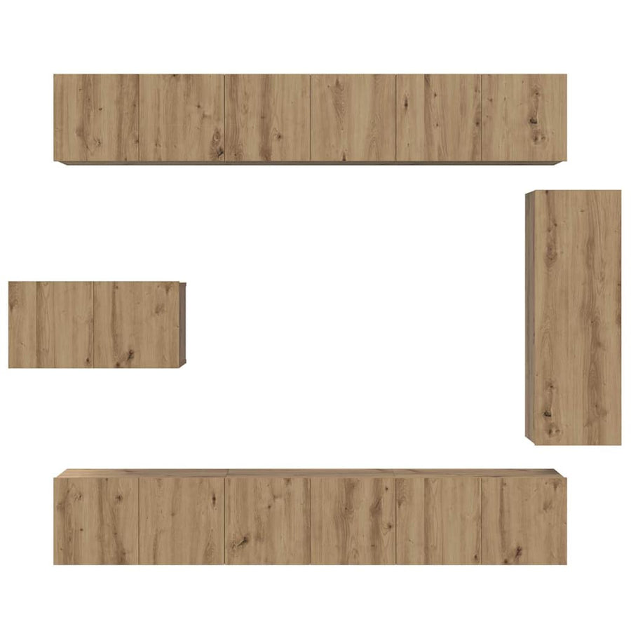 Tv-meubelset 8 pcs artisanaal eikenkleurig 30.5 x 30 x 90 cm