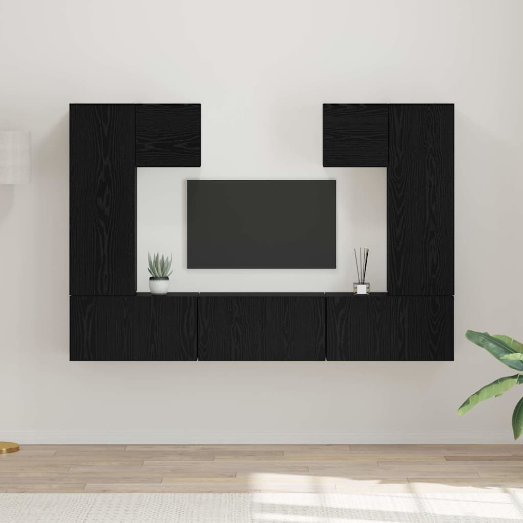 Tv-Meubelset Wandgemonteerd 7 Pcs Bewerkt Hout 60 cm
