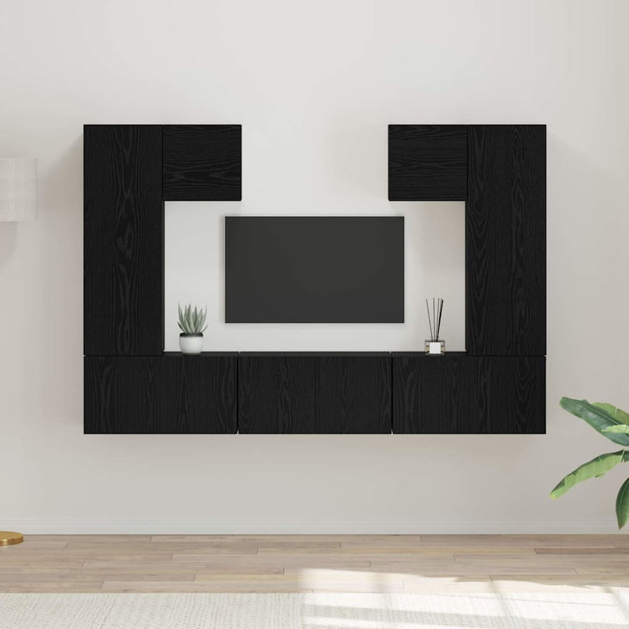 Tv-Meubelset Wandgemonteerd 7 Pcs Bewerkt Hout 60 cm