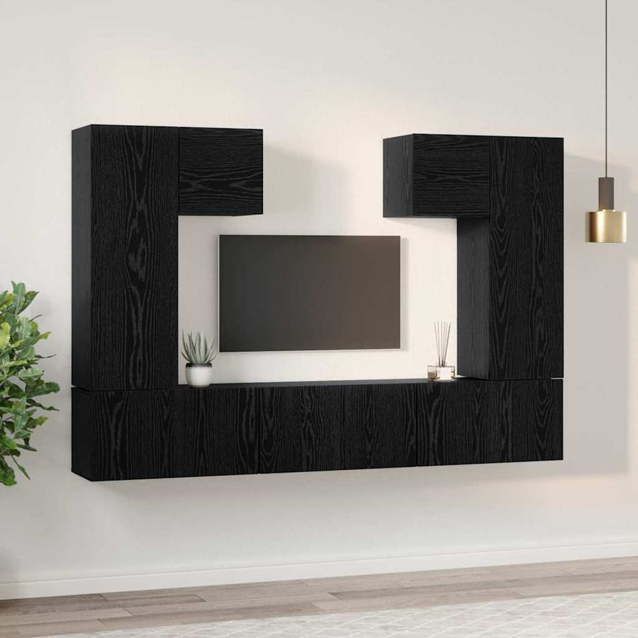 Tv-Meubelset Wandgemonteerd 7 Pcs Bewerkt Hout 60 cm