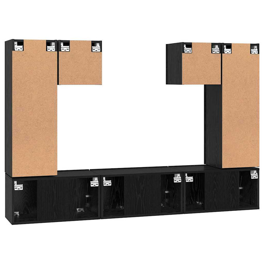 Tv-Meubelset Wandgemonteerd 7 Pcs Bewerkt Hout 60 cm
