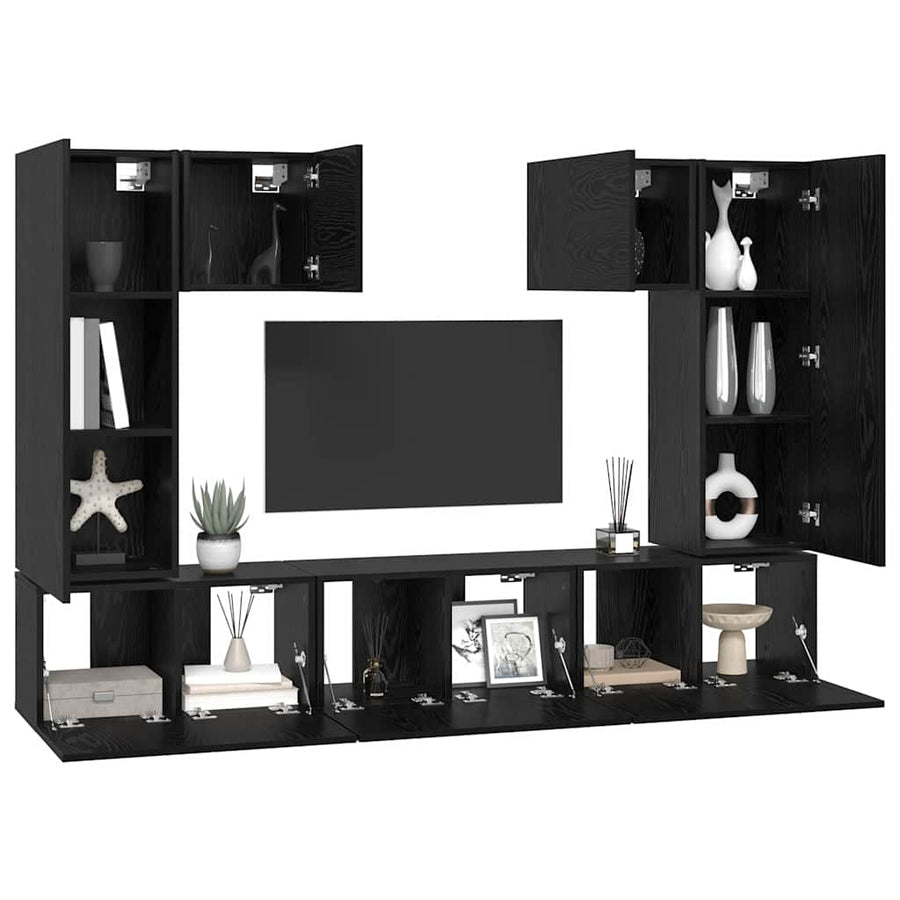 Tv-Meubelset Wandgemonteerd 7 Pcs Bewerkt Hout 60 cm