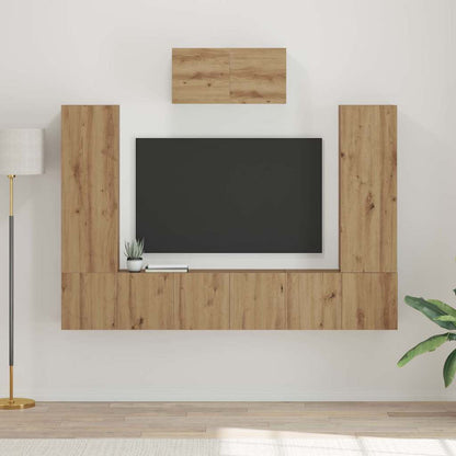 Tv-Meubelset Wandgemonteerd 7 Pcs Artisan Eiken Bewerkt Hout 60 cm