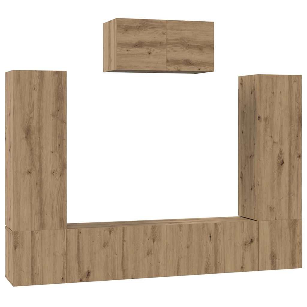 Tv-Meubelset Wandgemonteerd 7 Pcs Artisan Eiken Bewerkt Hout 60 cm