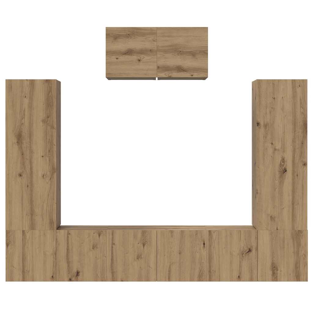 Tv-Meubelset Wandgemonteerd 7 Pcs Artisan Eiken Bewerkt Hout 60 cm