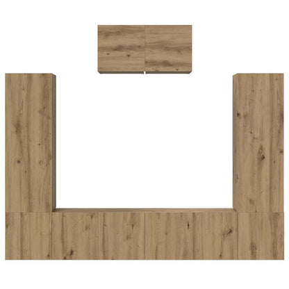 Tv-Meubelset Wandgemonteerd 7 Pcs Artisan Eiken Bewerkt Hout 60 cm