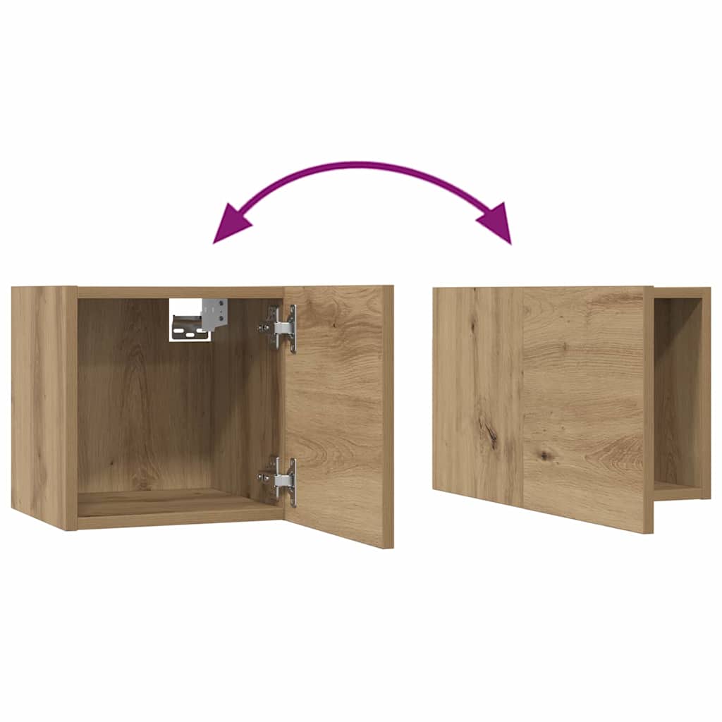 Tv-Meubelset Wandgemonteerd 7 Pcs Artisan Eiken Bewerkt Hout 60 cm