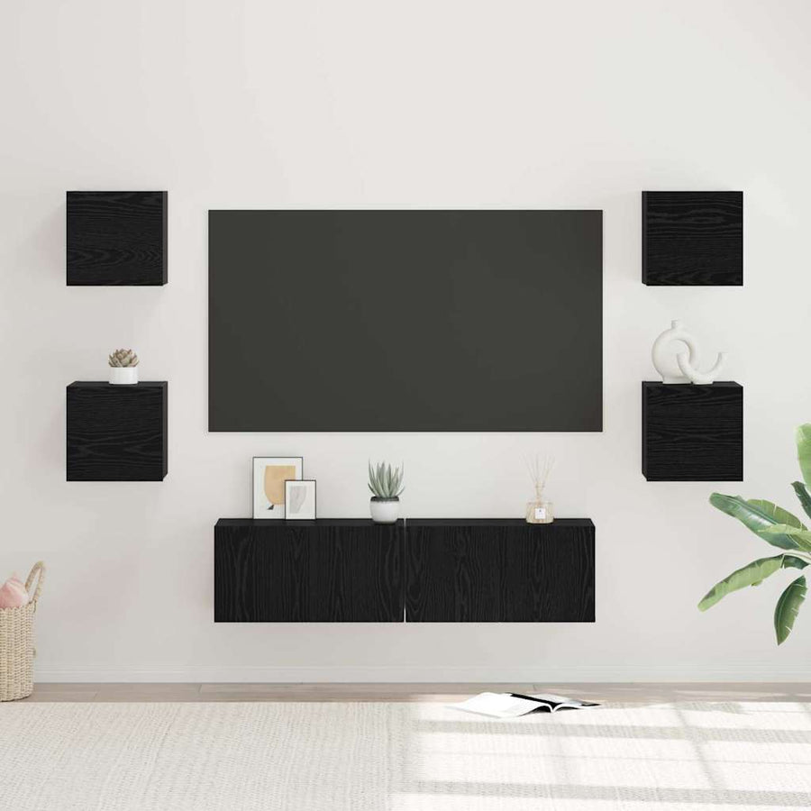 Tv-Meubelset Wandgemonteerd 6 Pcs Bewerkt Hout 120 cm