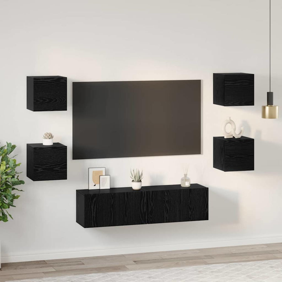 Tv-Meubelset Wandgemonteerd 6 Pcs Bewerkt Hout 120 cm