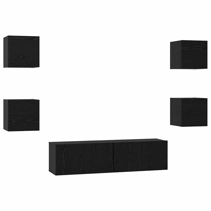 Tv-Meubelset Wandgemonteerd 6 Pcs Bewerkt Hout 120 cm