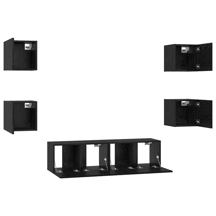 Tv-Meubelset Wandgemonteerd 6 Pcs Bewerkt Hout 120 cm
