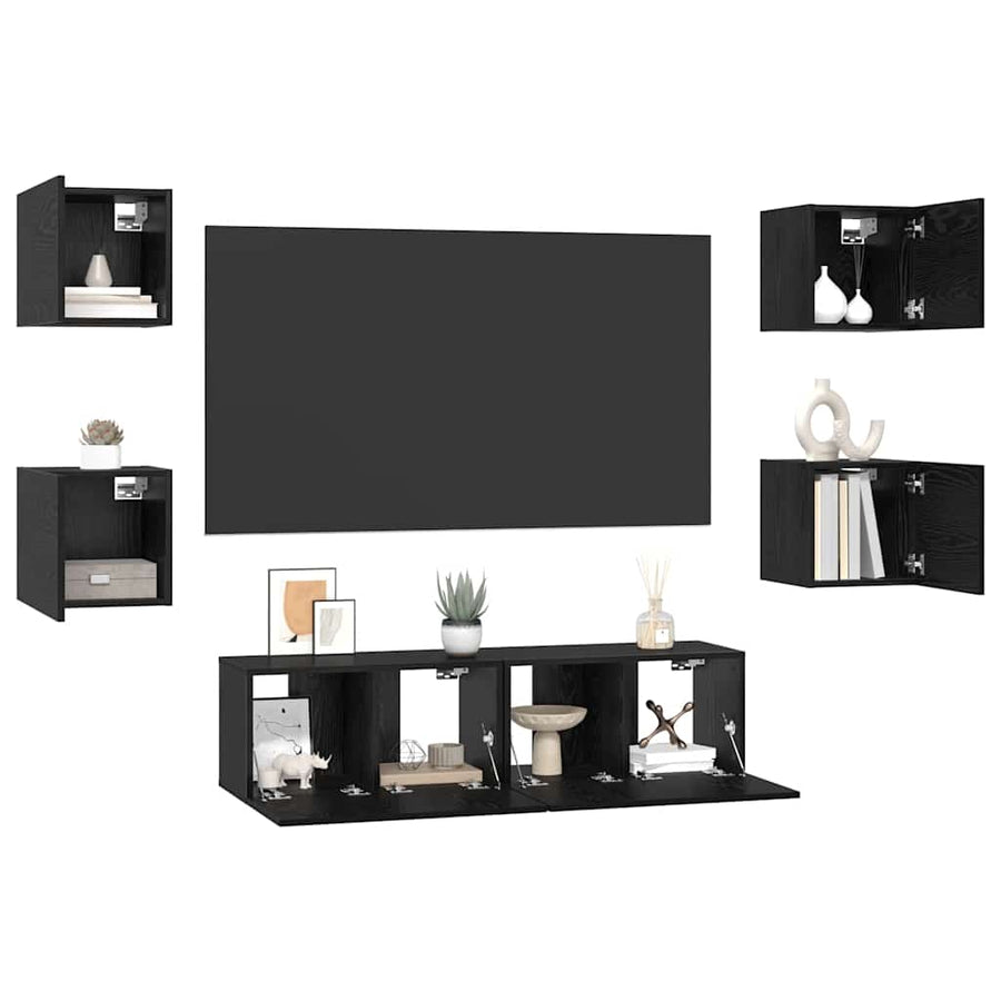 Tv-Meubelset Wandgemonteerd 6 Pcs Bewerkt Hout 120 cm