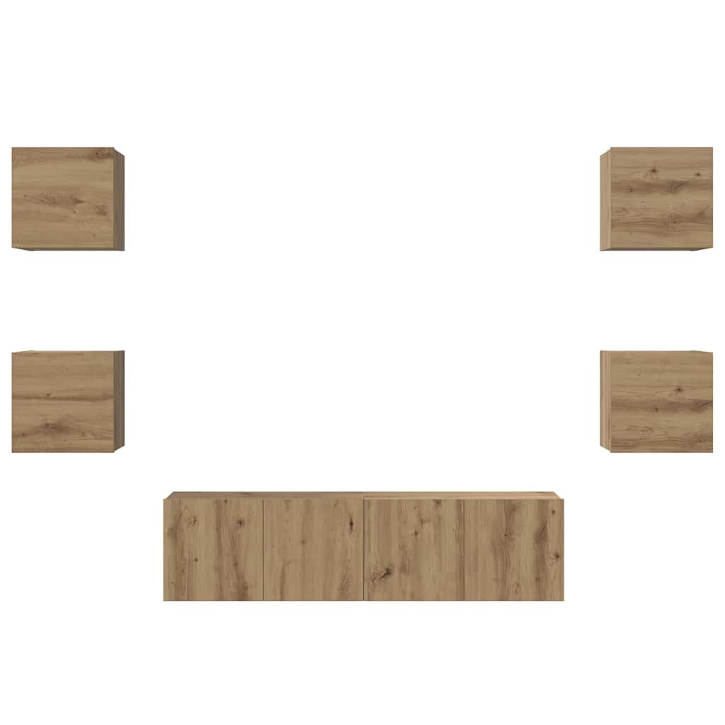 Tv-Meubelset Wandgemonteerd 6 Pcs Artisan Eiken Bewerkt Hout 120 cm