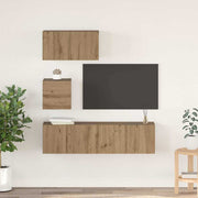 Tv-meubelset 4 stuks eikenkleurig wandmontage