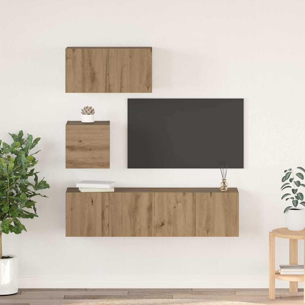 Tv-meubelset 4 pcs artisanaal eikenkleurig 60 x 30 x 30 cm