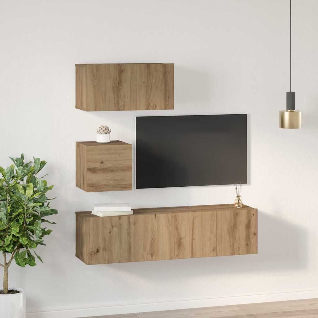 Tv-meubelset 4 pcs artisanaal eikenkleurig 60 x 30 x 30 cm